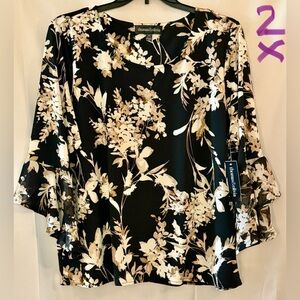 Chaus Black Floral Women's Blouse